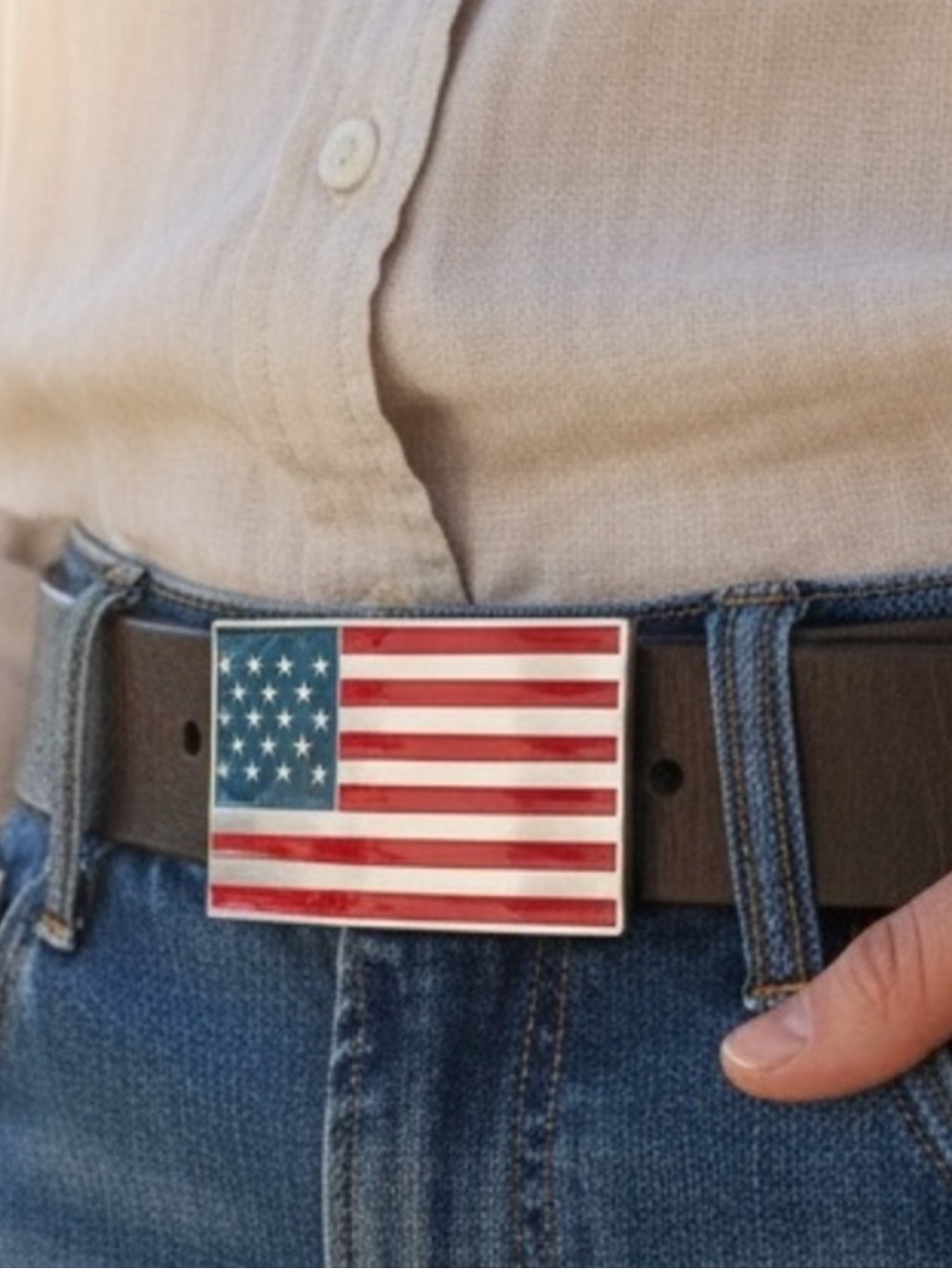 United States Flag Enamel Belt Buckle Unbranded